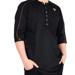 Colour Black Fabric 100% cotton slub (2)