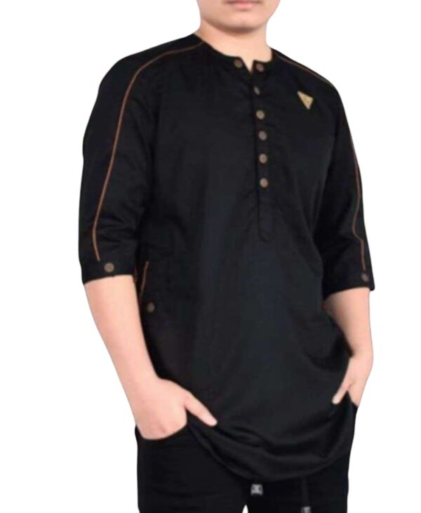 Colour Black Fabric 100% cotton slub (2)
