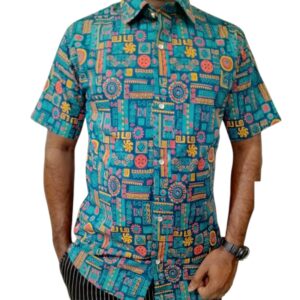 Half sleeve shirt Print Digital Fabric 100%slub cotton Colour  C-Green