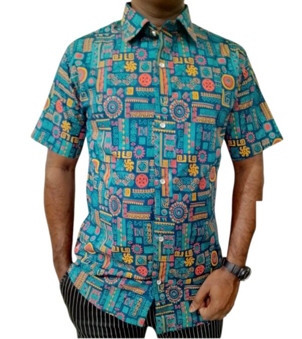 Half sleeve shirt Print Digital Fabric 100%slub cotton Colour  C-Green